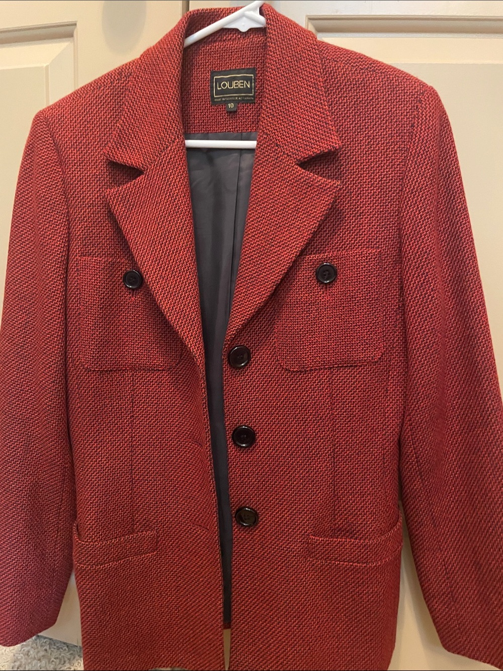 Textured Red and Black Blazer